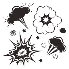 Cartoon explosion sound effect shapes comic boom © Mithu