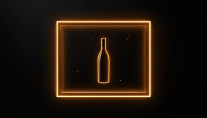 Elegant wine bottle glowing in a modern neon frame for upscale restaurant promotions and luxury branding