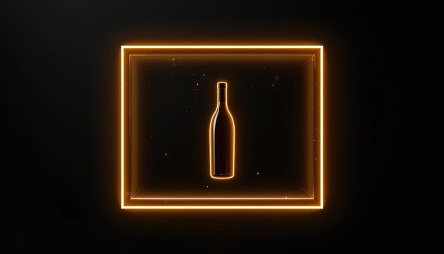 Elegant wine bottle glowing in a modern neon frame for upscale restaurant promotions and luxury branding