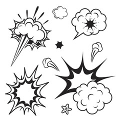 Comic book explosion sound effect graphics silhouette © Mithu