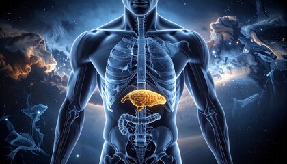 Anatomical illustration of the human pancreas