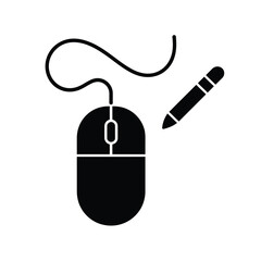 Computer mouse and stylus icon for digital art and design