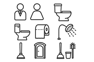 Simple isolated T-shirt line icon collection with editable stroke, perfect for websites, books, cards, apps, vector cartoon illustration with transparent background