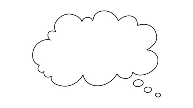 Speech, thought bubble outline looped animation. Smooth hand-drawn animation of a comic-style bubble perfect for text, dialogue, or messages. Cloud computing concept. Space for text.
