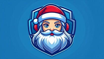 Festive female Santa gamer mascot