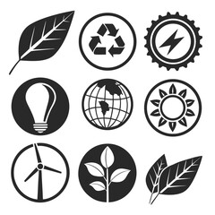 Eco friendly symbols nature energy sustainability leaf