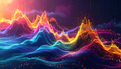 Abstract data visualization, colorful, vibrant