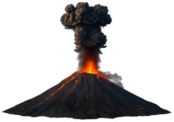 Volcanic Eruption Powerful Lava Flow and Ash Plume  Nature Photography on transparent background © AHSAN