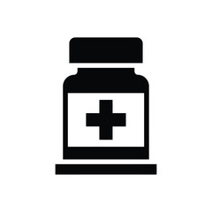 Obraz premium Medicine bottle icon. Symbol of medical treatment and health care. Vector illustration