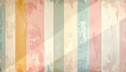 Retro striped wallpaper in old pastel tones and vintage texture