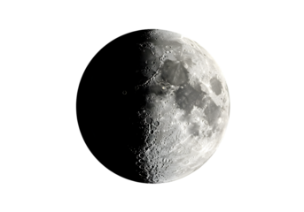 Half Moon Celestial Body Lunar Phase Night Sky Space Photography on transparent background