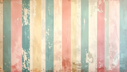 Retro striped wallpaper in old pastel tones and vintage texture