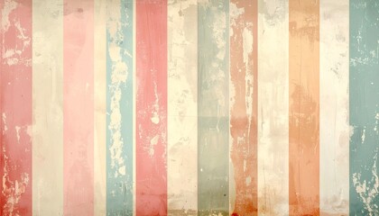 Retro striped wallpaper in old pastel tones and vintage texture
