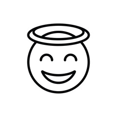 Smiling angel face icon with halo