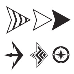 Modern arrow and compass icons direction navigation