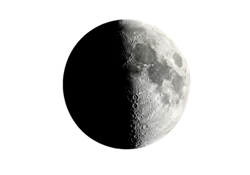Half Moon Celestial Body Lunar Phase Night Sky Astronomy Photography on transparent background
