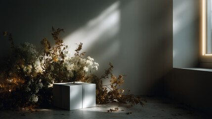 background for a greeting card, stylish gray backdrop, autumn atmosphere