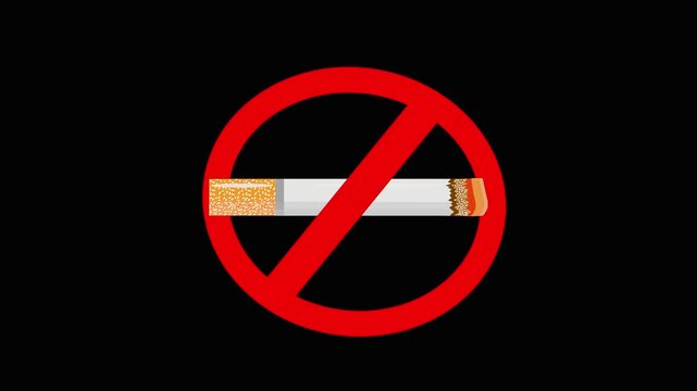 Health warning no smoking animation. Cigarette cessation campaign animated graphic motion graphics. Anti smoking campaign animated icon. Stop smoking psa public service announcement motion loop.
