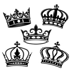Royal crowns emblems ornate regal symbols vector © Mithu