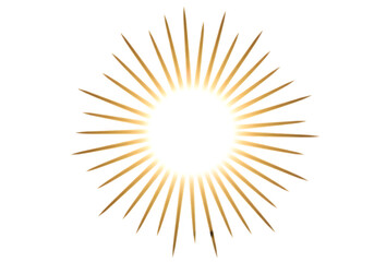 Golden Rays Radiant Sunburst Design Element on transparent background