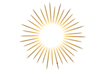 Golden Rays Radiant Sunburst Design Element on transparent background