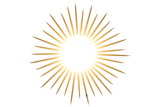 Golden Rays Radiant Sunburst Design Element on transparent background