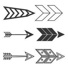 Six abstract directional pointers arrow symbol