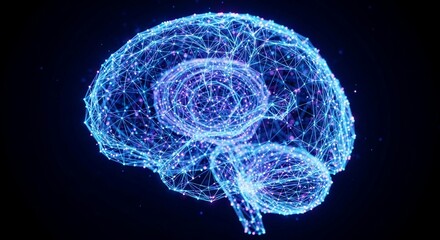 Fototapeta premium Futuristic Digital Human Brain with Glowing Neural Network and Connections
