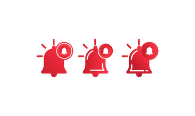 Red Notification Bell Icon Set