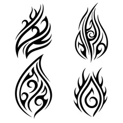 Tribal flame designs black ink tattoo