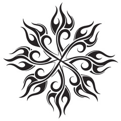 Tribal flame inspired symmetrical design tattoo