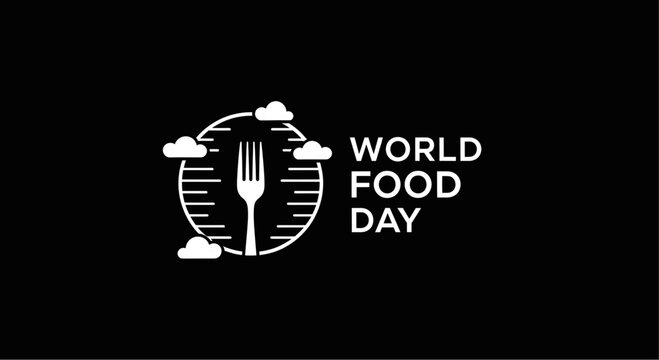 Simple White Fork Graphic for World Food Day