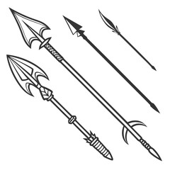 Tribal spear and arrow silhouettes weapon