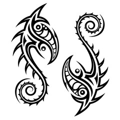 Tribal tattoo body art shapes black white
