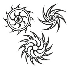 Tribal tattoo swirls circular designs vector