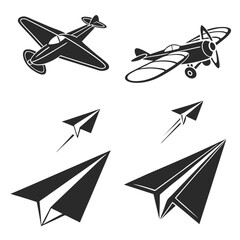Vintage airplanes and paper planes aircraft propeller plane