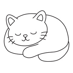cute line sleeping cat, vector illustration