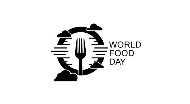 Black Fork Silhouette with Circular Design for World Food Day Celebration