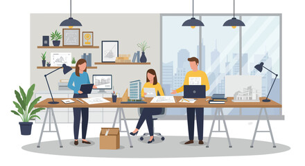 Fototapeta premium Team of professionals working together on a project in office.