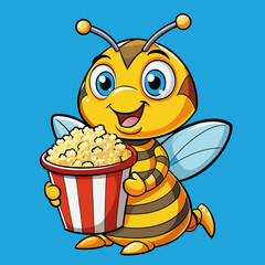 honeybee looks funny while munching on fresh popcorn