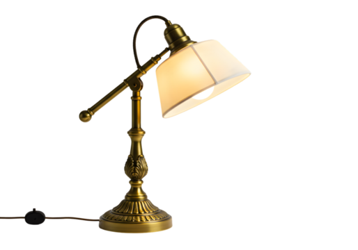 Antique Brass Desk Lamp Elegant Lighting for Home  Office on transparent background