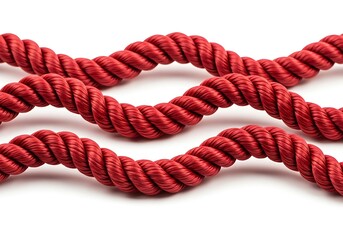 Red twisted rope on white background