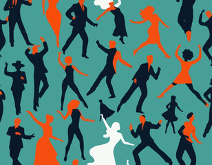 Dancing people silhouette