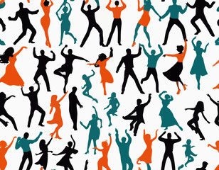 Dancing people silhouette