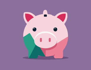 Piggy bank flat vector illustration