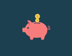 Piggy bank flat vector illustration