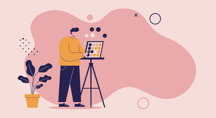 Creative professional selecting colors on a digital palette, symbolizing design, artistic work, and innovation. Ideal for modern business, art, and creative lifestyle concepts.