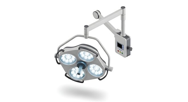 Modern surgical light fixture in a medical facility studio shot