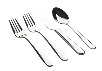 Stainless Steel Flatware Forks Knives Spoons  Cutlery Set Illustration on transparent background