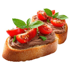 Bruschetta with liver pate isolated [Transparent Background PNG].